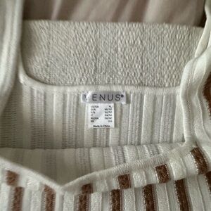 VENUS Cream and Brown Striped Dress